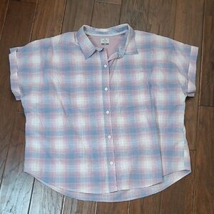 Ridgecut Toughwear Short-sleeved Pinkish Purple & Blue Plaid Button-Up Shirt 2X
